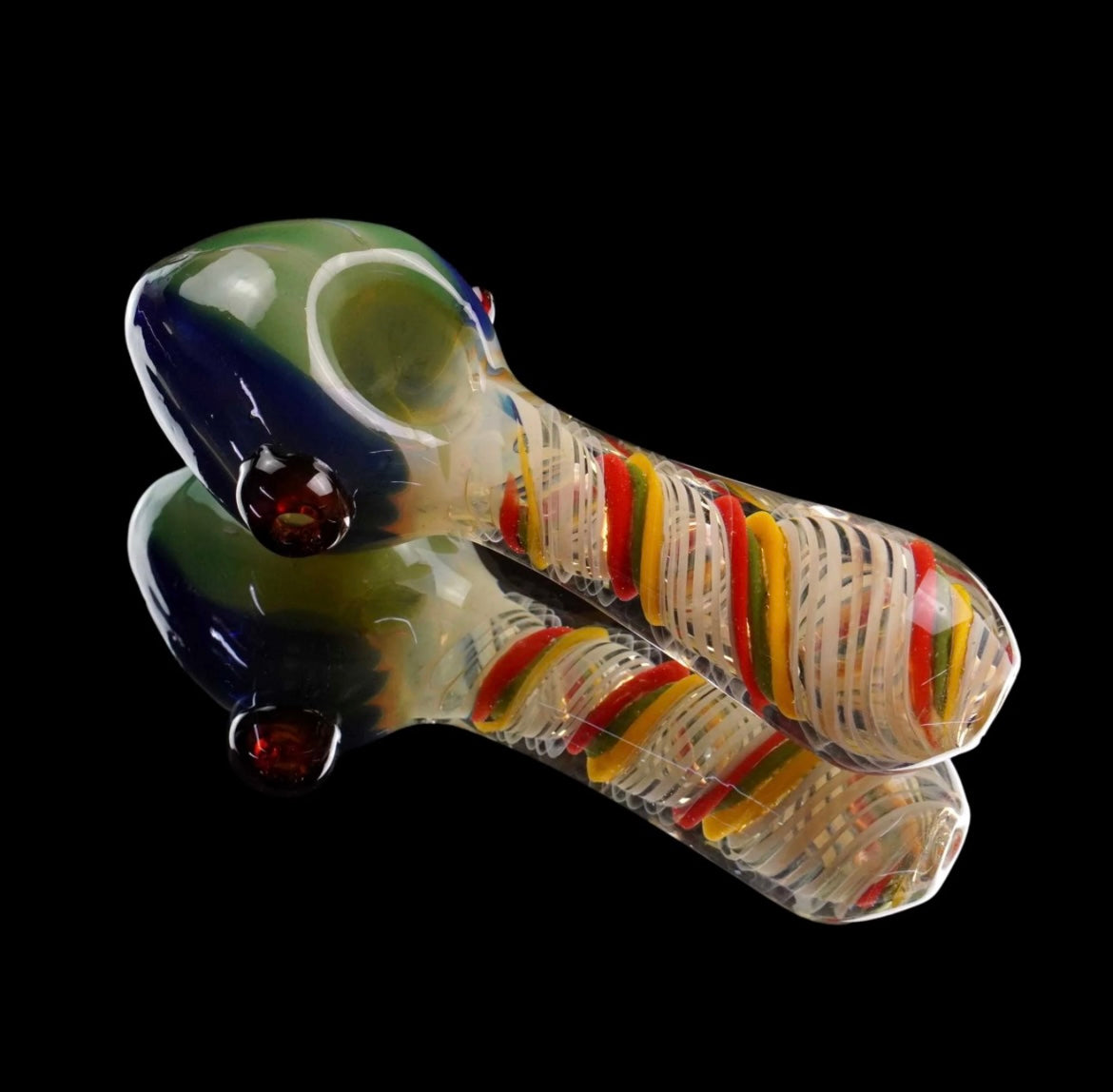 Rasta Swirl Glass Spoon Pipe